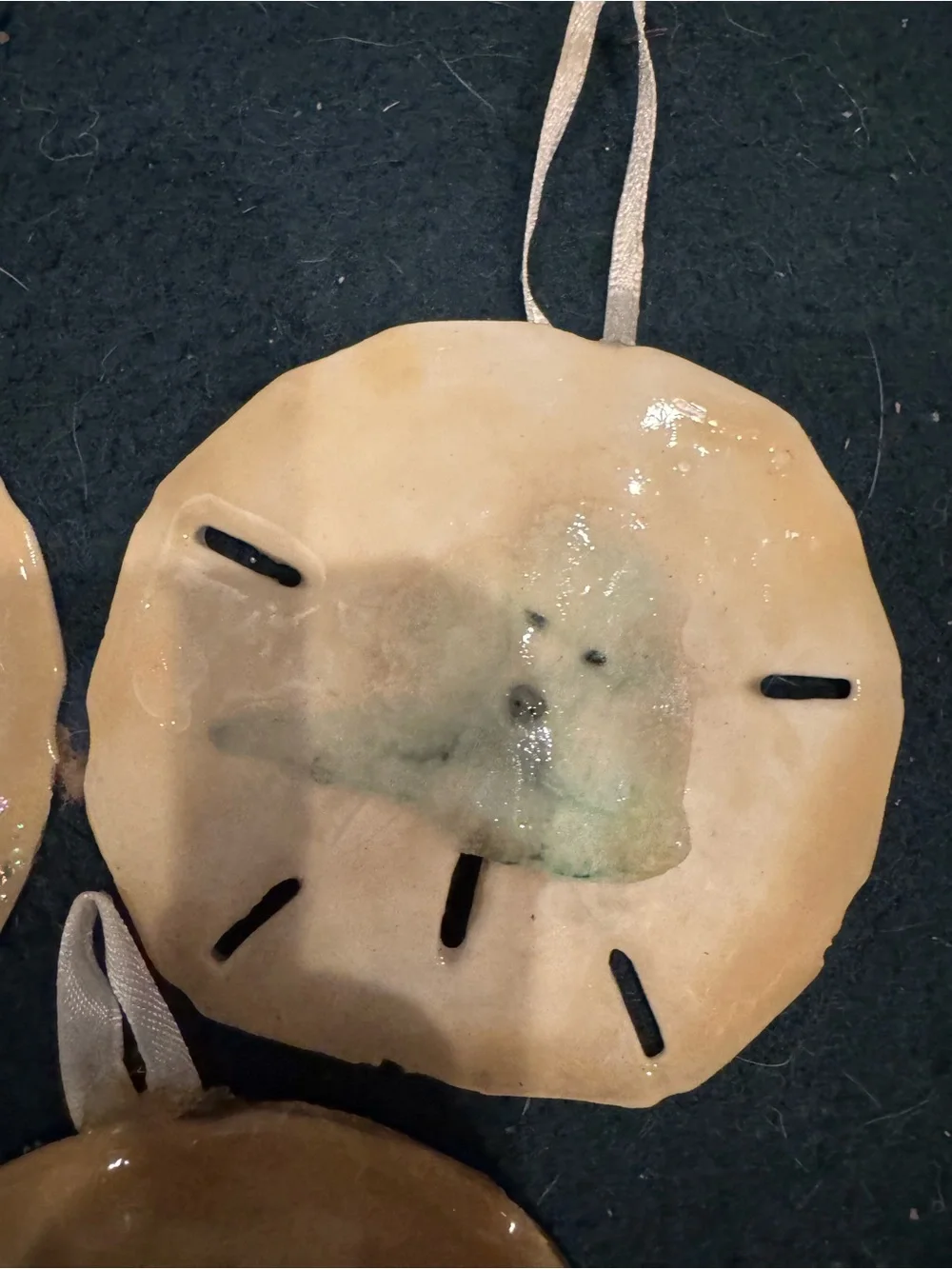 Handmade Beige real  Sand Dollar Pet Photo Ornament -all of them